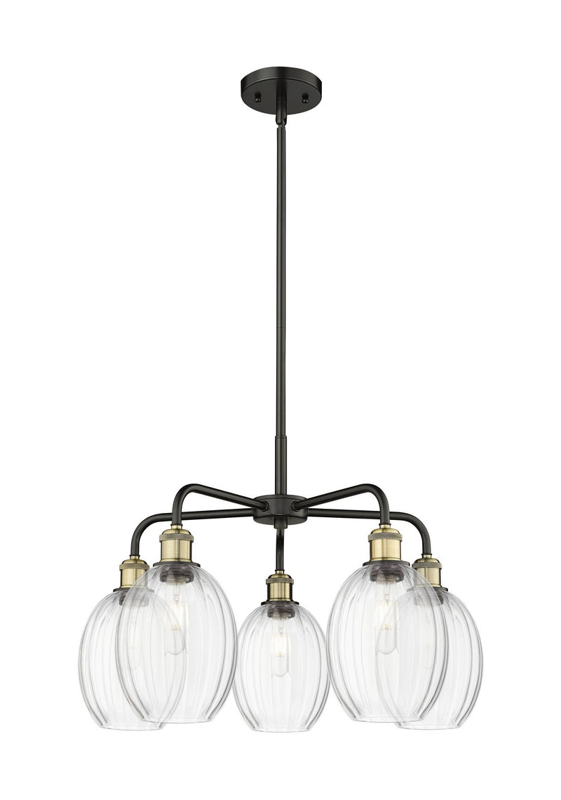 Innovations 516-5CR-BAB-G459-6CL Five Light Chandelier, Black Antique Brass