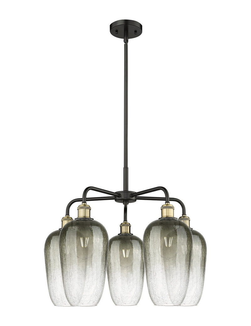 Innovations 516-5CR-BAB-G484-7SL Five Light Chandelier, Black Antique Brass