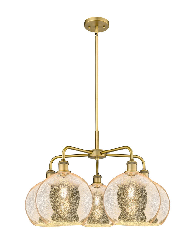 Innovations 516-5CR-BB-G128-10 Five Light Chandelier, Brushed Brass