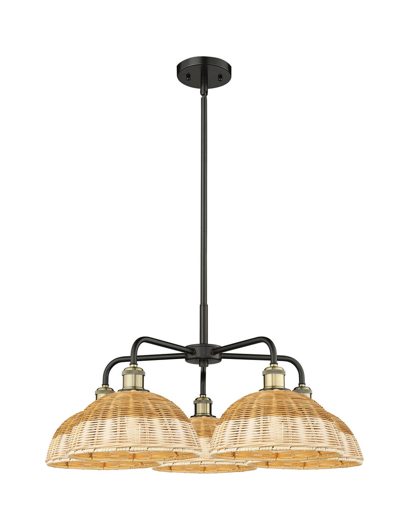 Innovations 516-5CR-BAB-NBD2-9-NAT Five Light Chandelier, Black Antique Brass