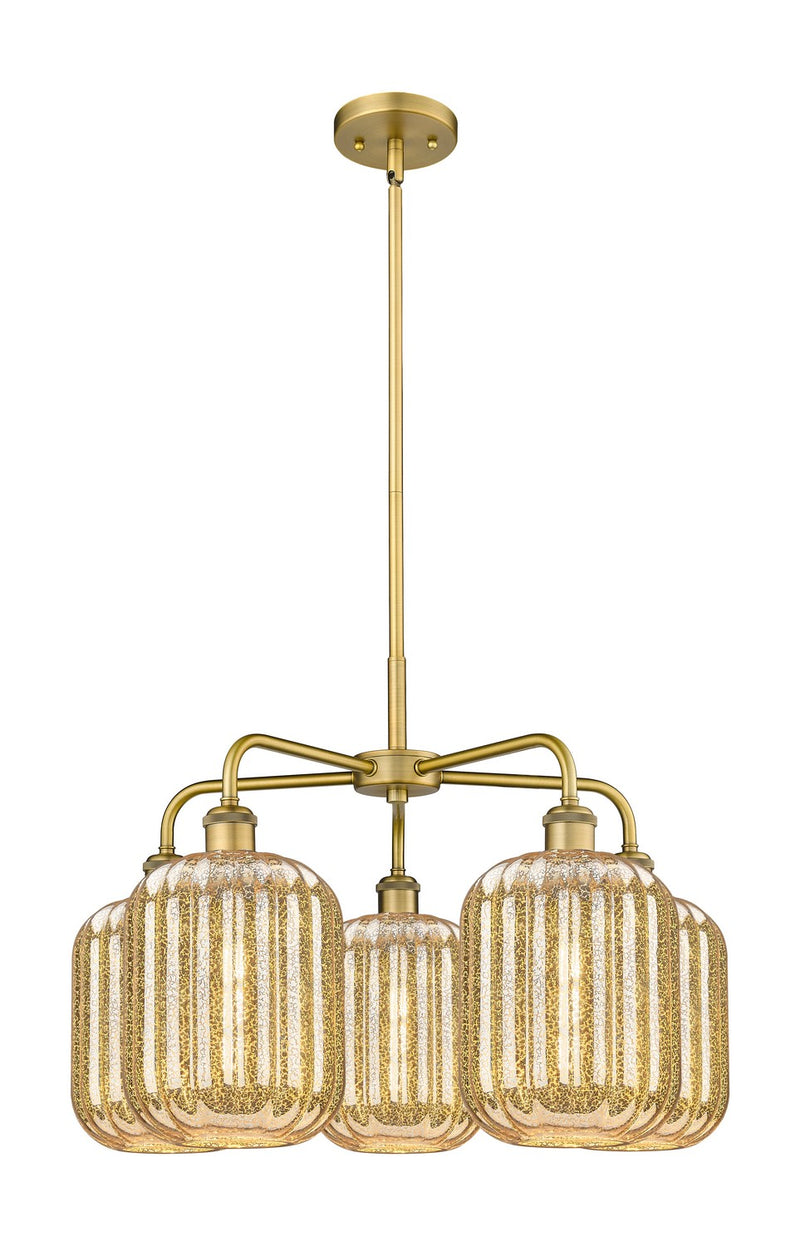 Innovations 516-5CR-BB-G460-7ME Five Light Chandelier, Brushed Brass