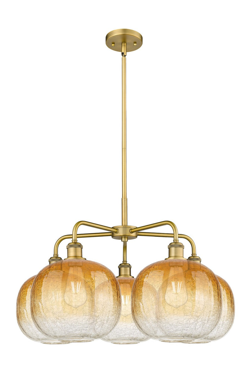 Innovations 516-5CR-BB-G481-10AM Five Light Chandelier, Brushed Brass