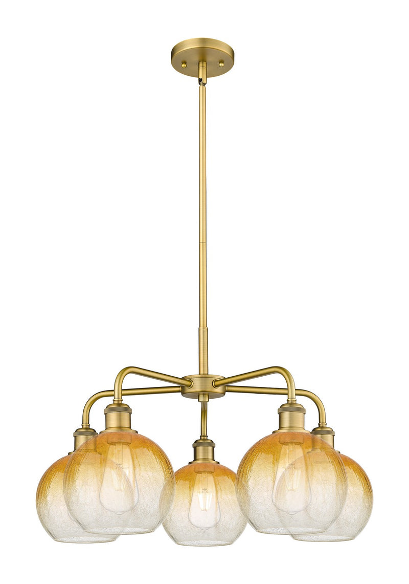 Innovations 516-5CR-BB-G483-8AM Five Light Chandelier, Brushed Brass