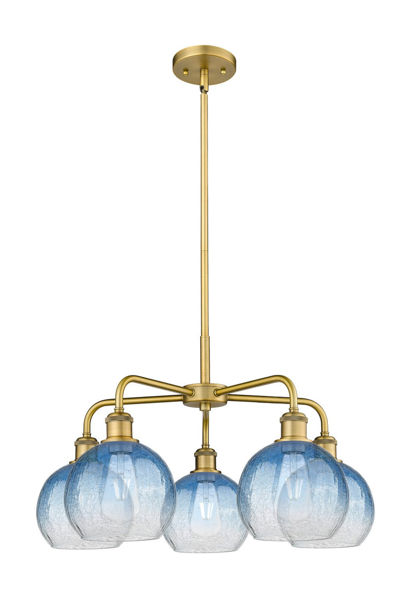 Innovations 516-5CR-BB-G483-8SB Five Light Chandelier, Brushed Brass