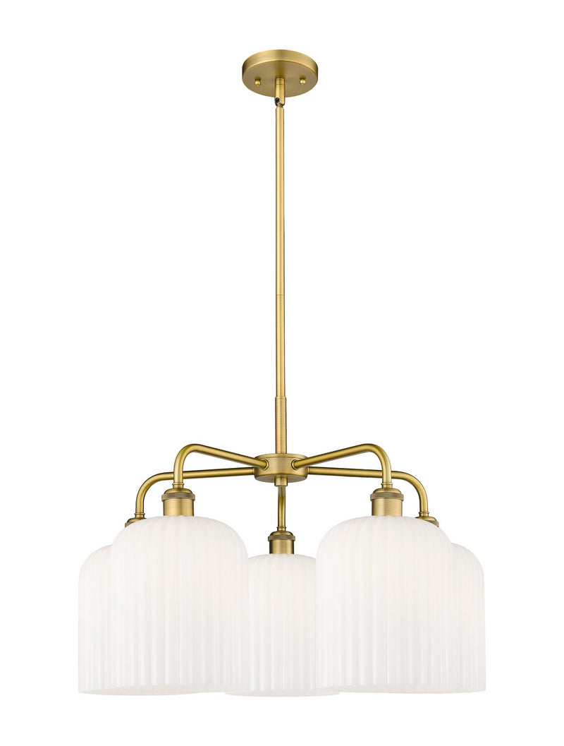 Innovations 516-5CR-BB-G559-8GWH Five Light Chandelier, Brushed Brass