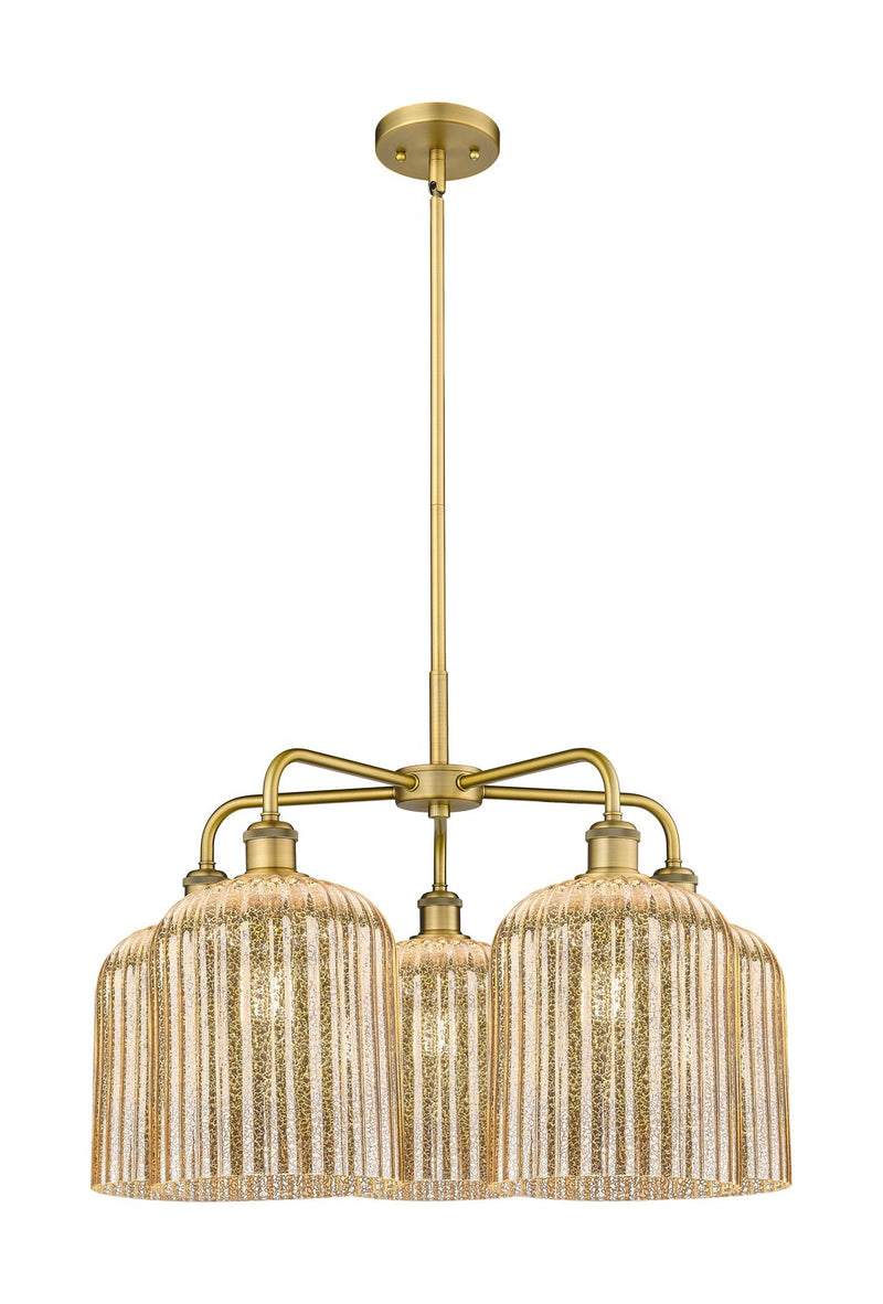 Innovations 516-5CR-BB-G559-8ME Five Light Chandelier, Brushed Brass