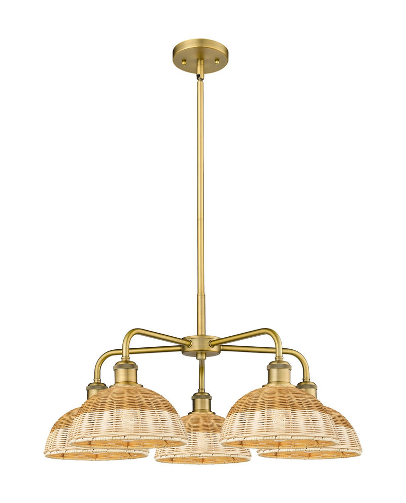 Innovations 516-5CR-BB-NBD2-9-NAT Five Light Chandelier, Brushed Brass