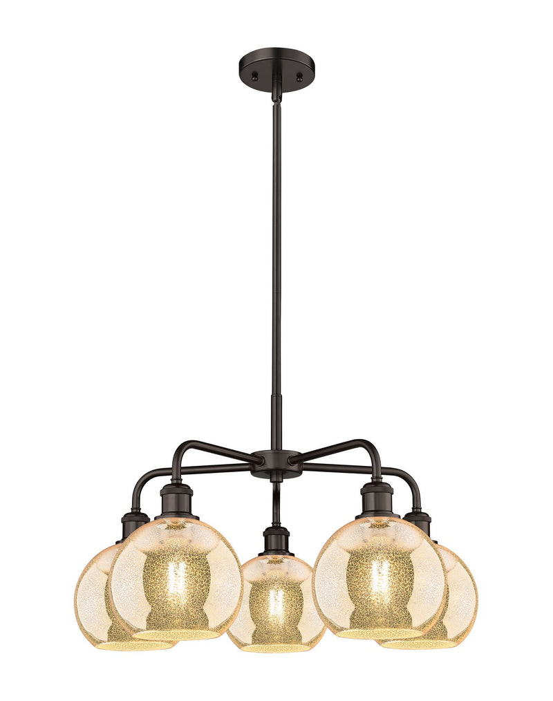 Innovations 516-5CR-OB-G128-8 Five Light Chandelier, Oil Rubbed Bronze