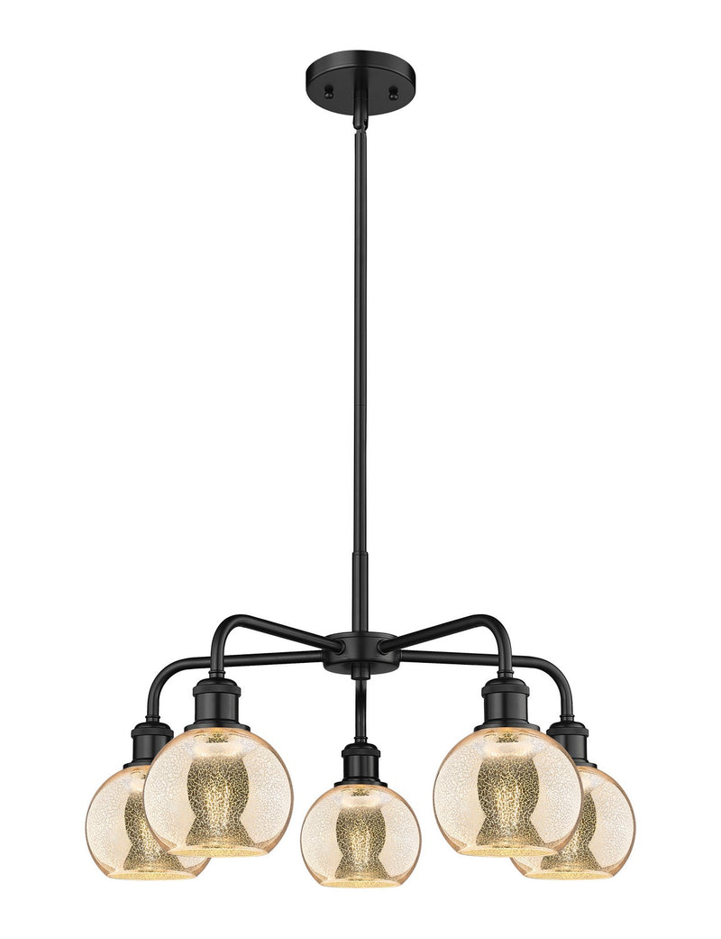 Innovations 516-5CR-BK-G128-6 Five Light Chandelier, Matte Black