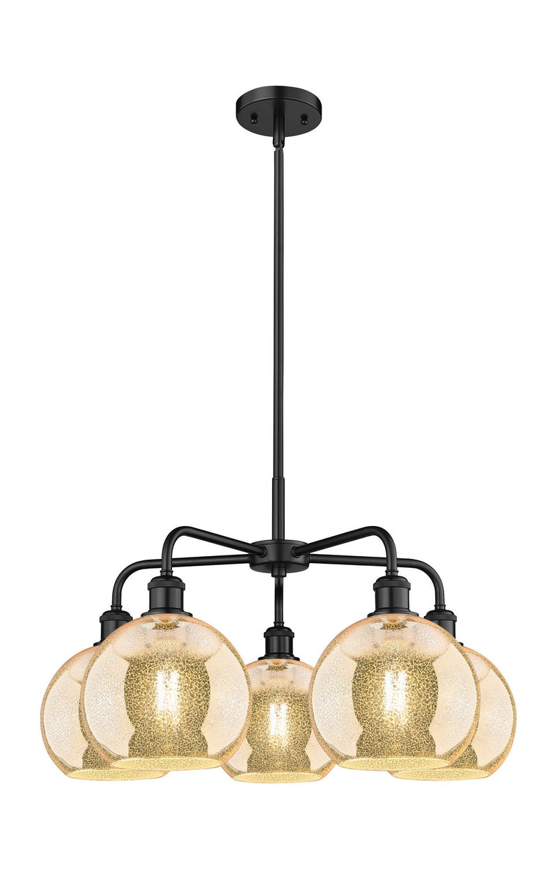 Innovations 516-5CR-BK-G128-8 Five Light Chandelier, Matte Black