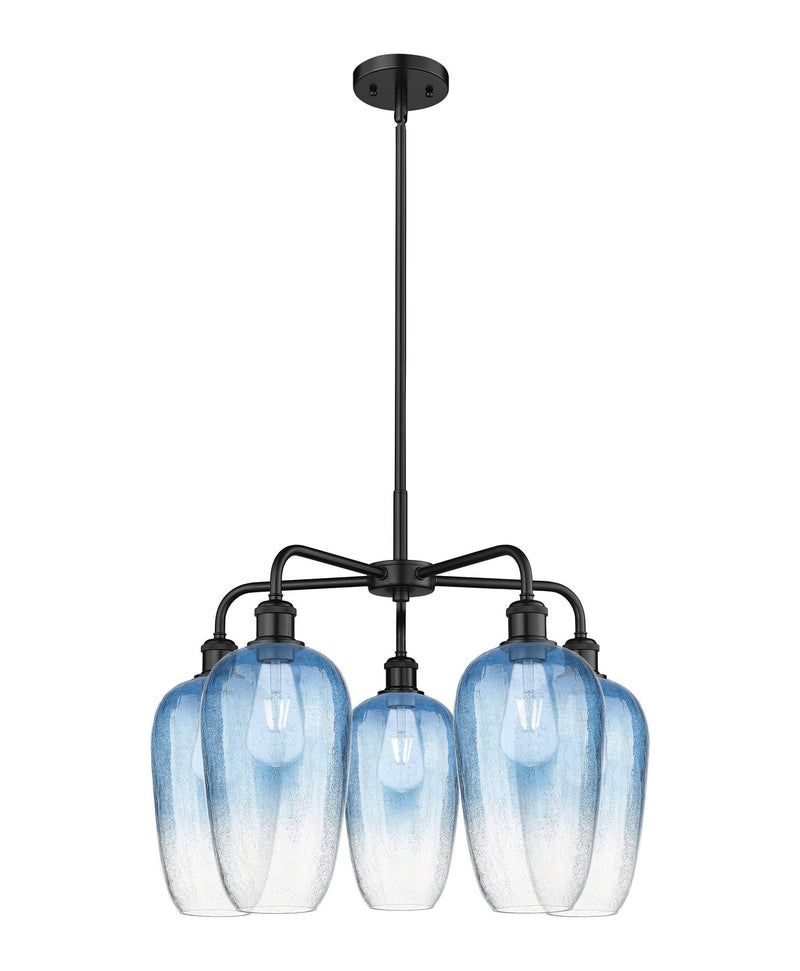 Innovations 516-5CR-BK-G484-7SB Five Light Chandelier, Matte Black