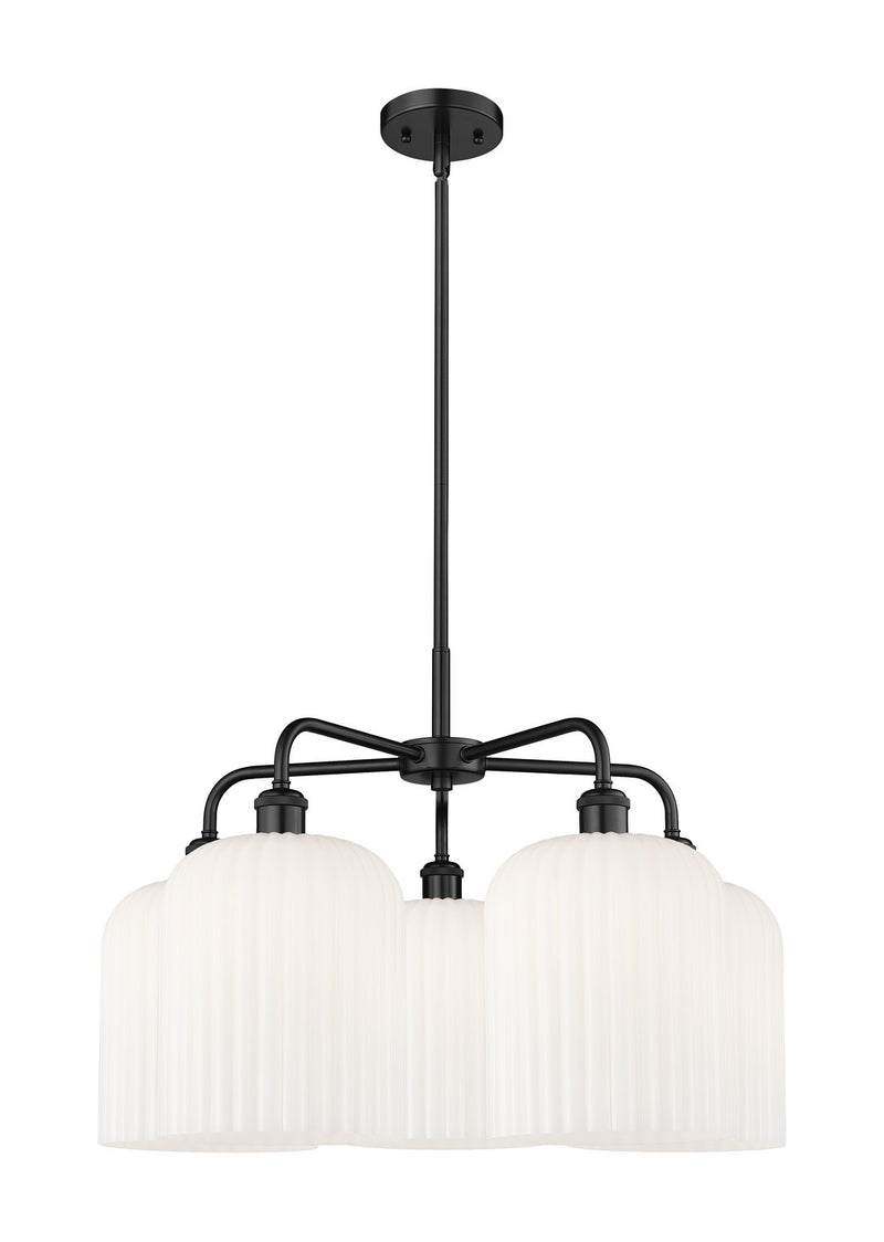 Innovations 516-5CR-BK-G559-8GWH Five Light Chandelier, Matte Black