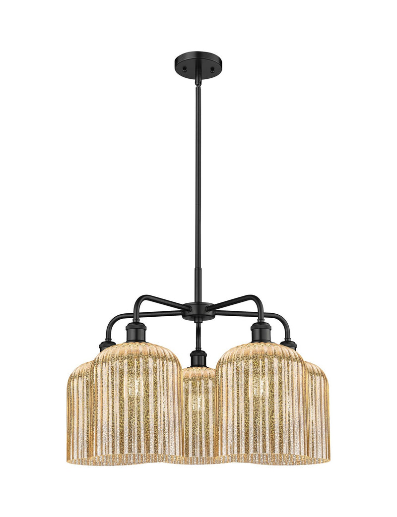 Innovations 516-5CR-BK-G559-8ME Five Light Chandelier, Matte Black