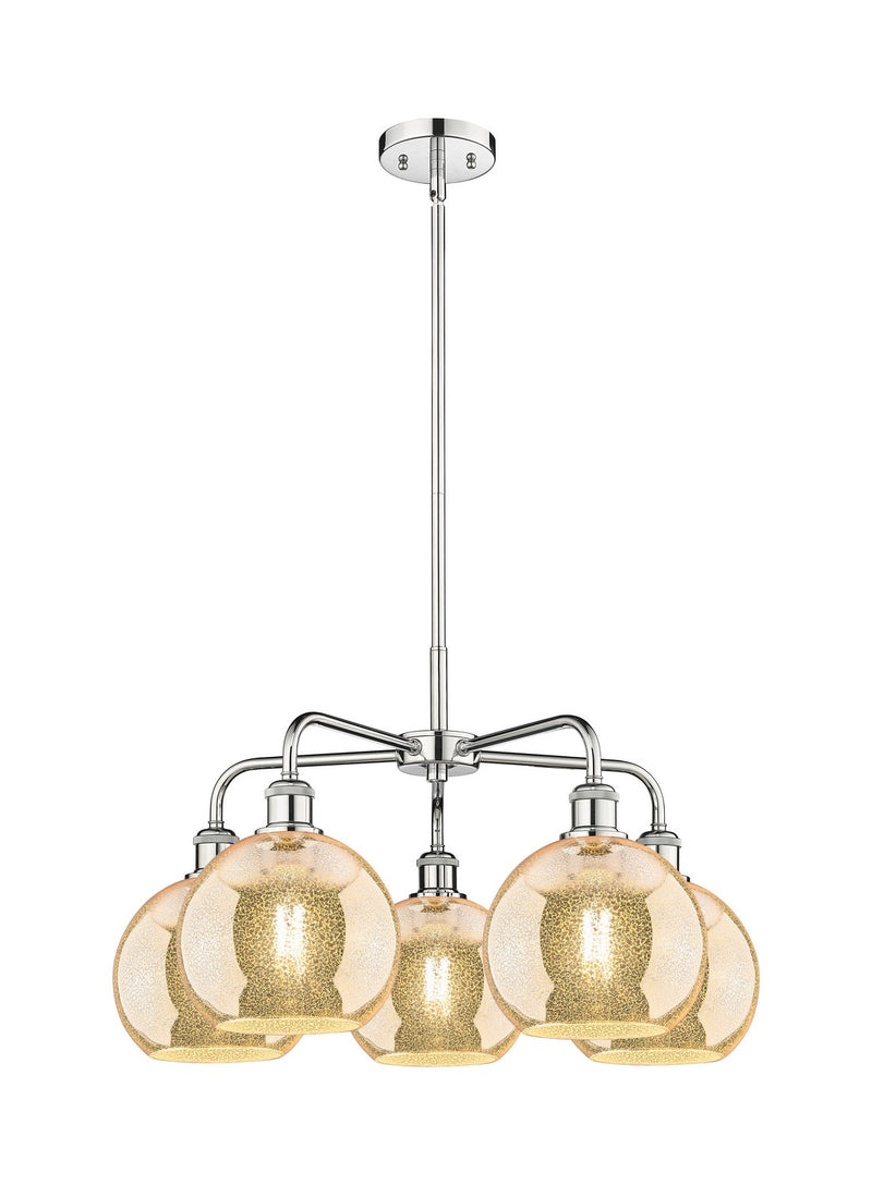 Innovations 516-5CR-PC-G128-8 Five Light Chandelier, Polished Chrome