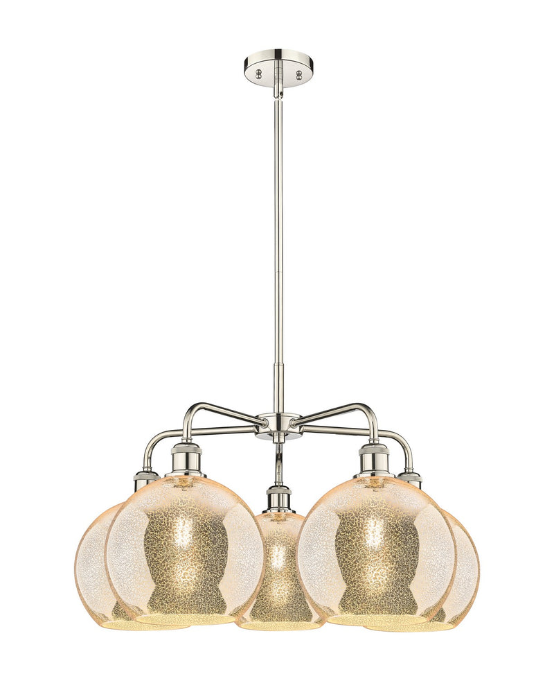 Innovations 516-5CR-PN-G128-10 Five Light Chandelier, Polished Nickel