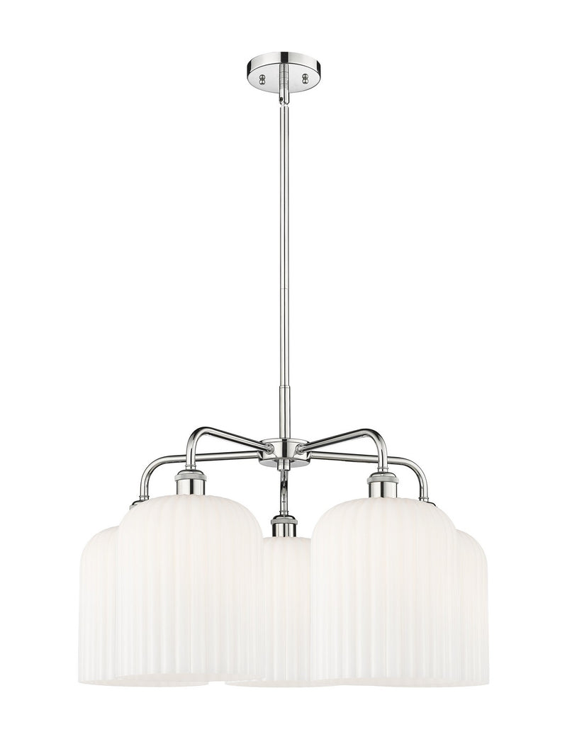 Innovations 516-5CR-PC-G559-8GWH Five Light Chandelier, Polished Chrome