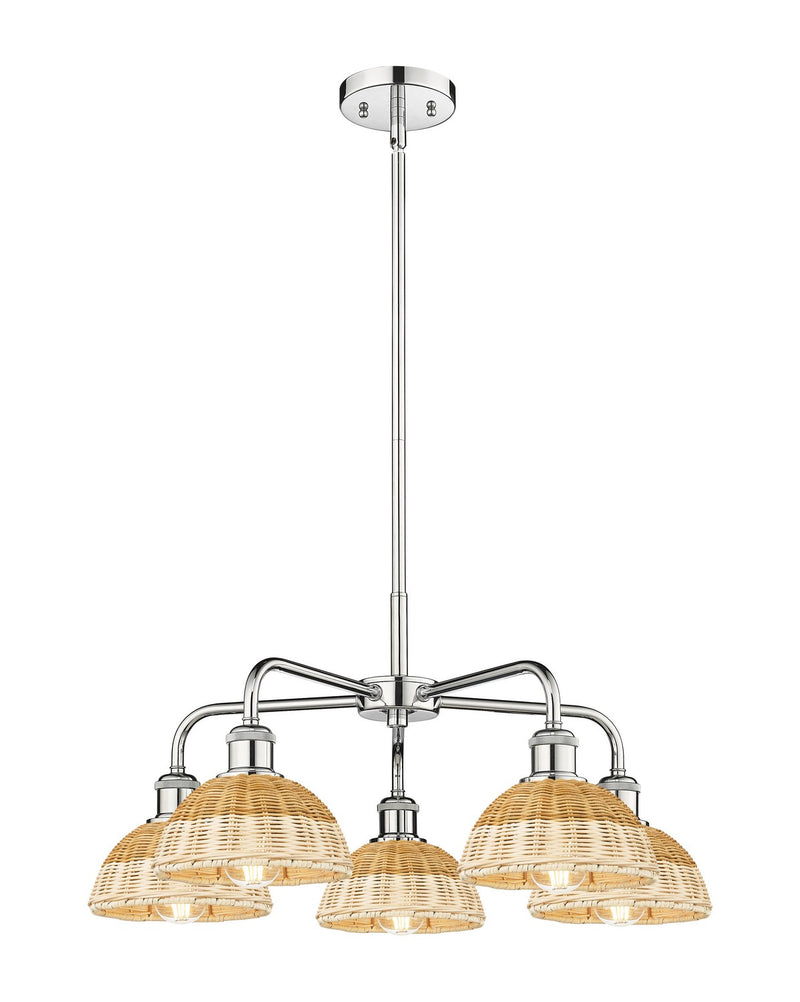 Innovations 516-5CR-PC-NBD2-75-NAT Five Light Chandelier, Polished Chrome
