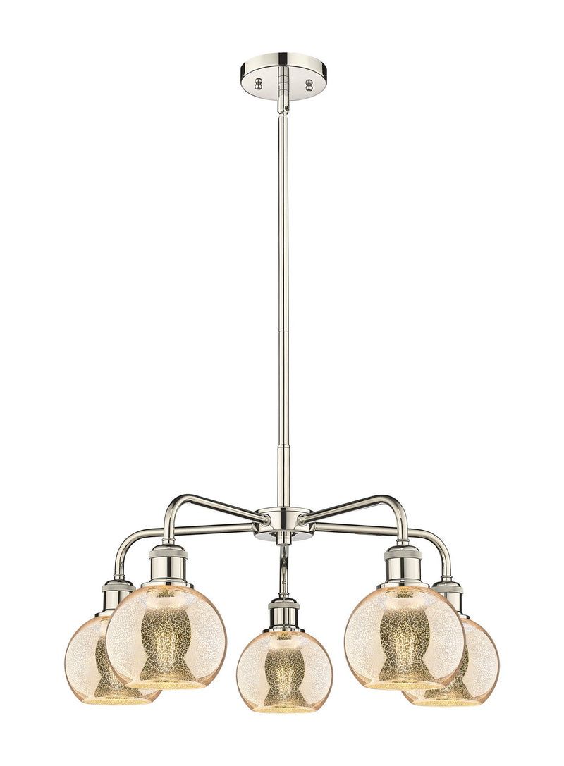 Innovations 516-5CR-PN-G128-6 Five Light Chandelier, Polished Nickel