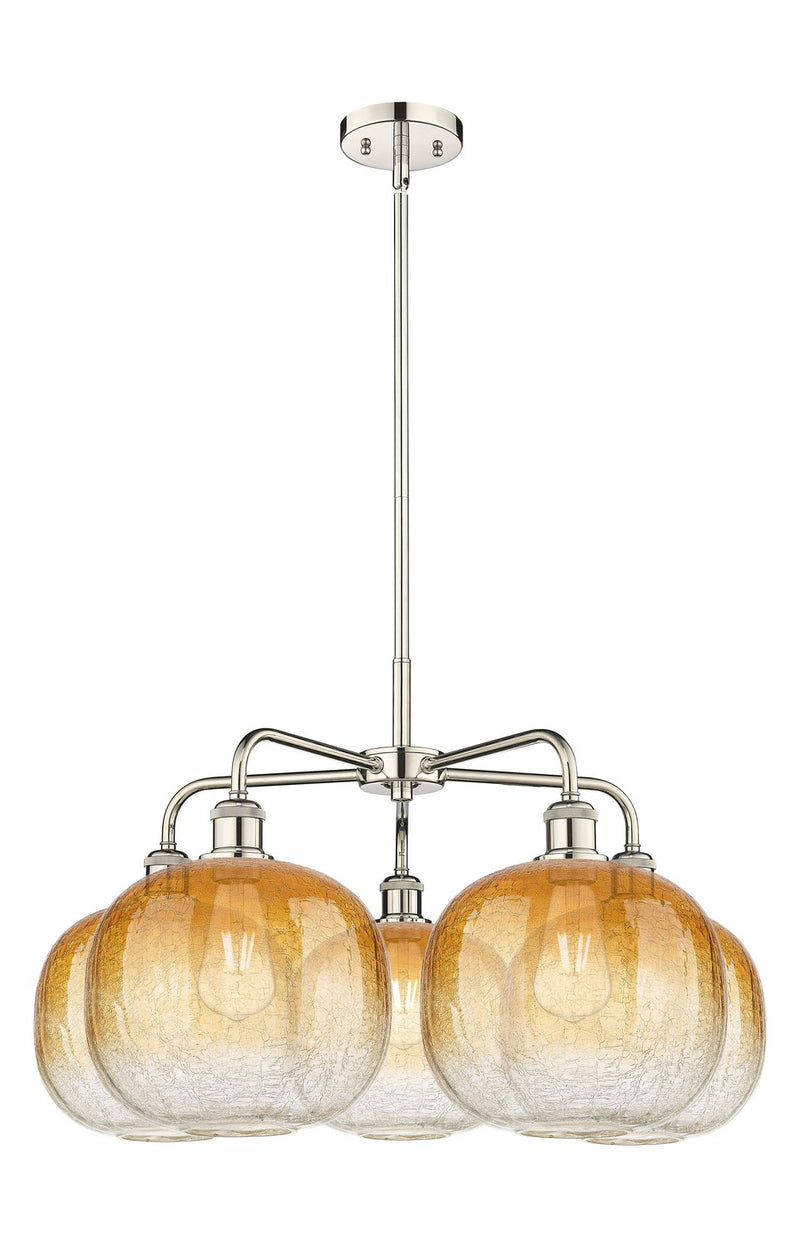 Innovations 516-5CR-PN-G481-10AM Five Light Chandelier, Polished Nickel