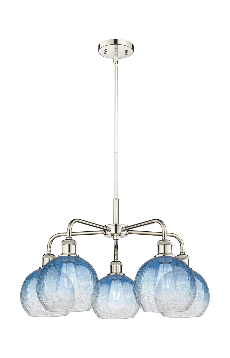 Innovations 516-5CR-PN-G483-8SB Five Light Chandelier, Polished Nickel