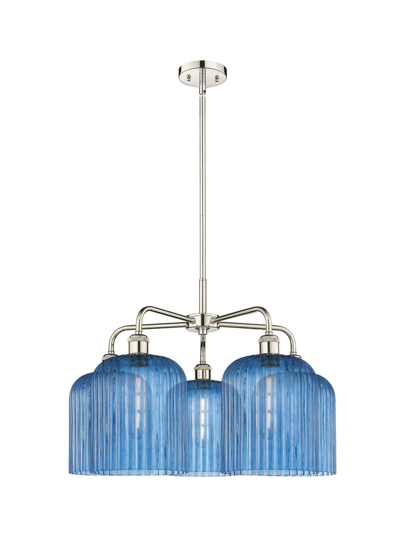 Innovations 516-5CR-PN-G559-8BL Five Light Chandelier, Polished Nickel