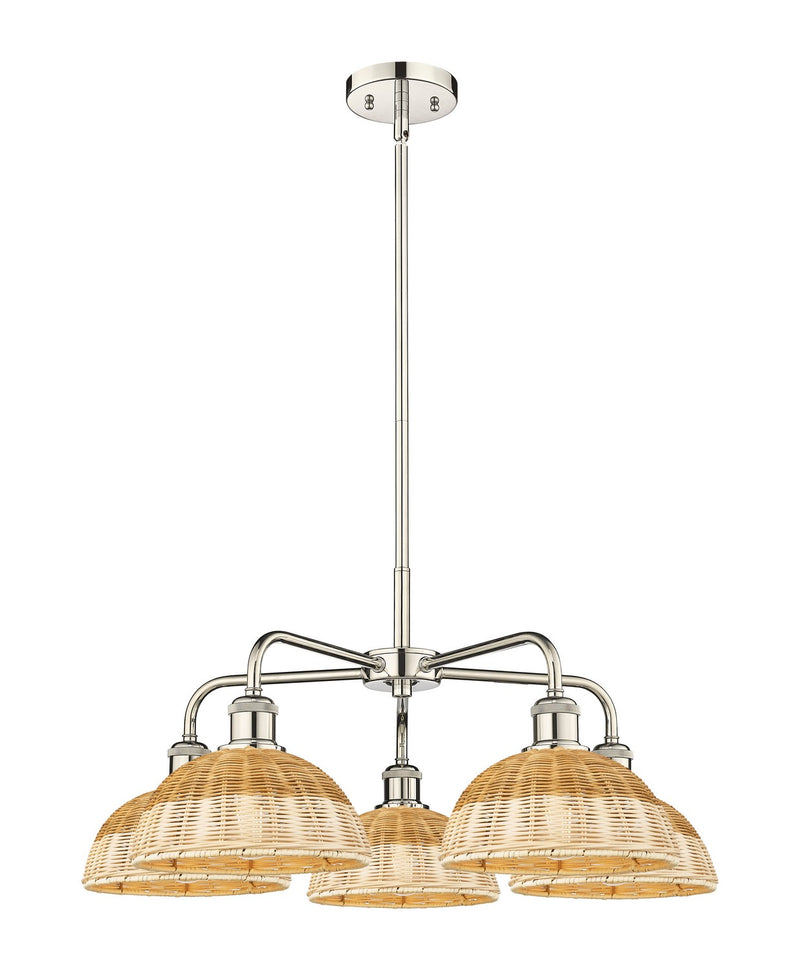 Innovations 516-5CR-PN-NBD2-9-NAT Five Light Chandelier, Polished Nickel