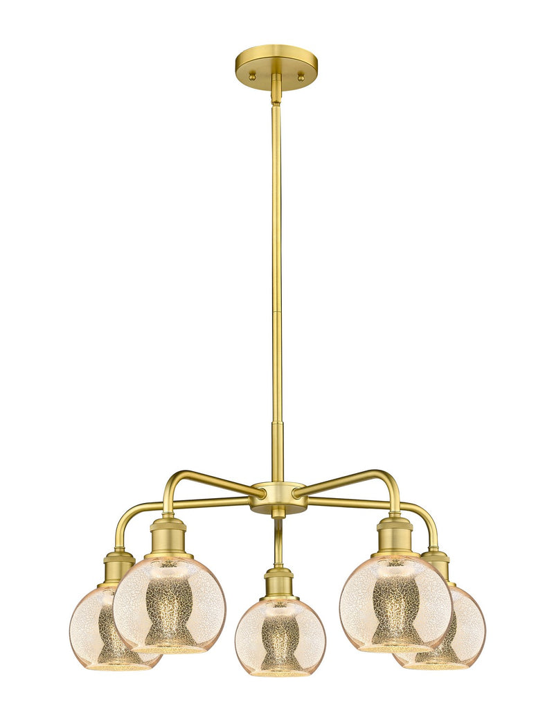 Innovations 516-5CR-SG-G128-6 Five Light Chandelier, Satin Gold