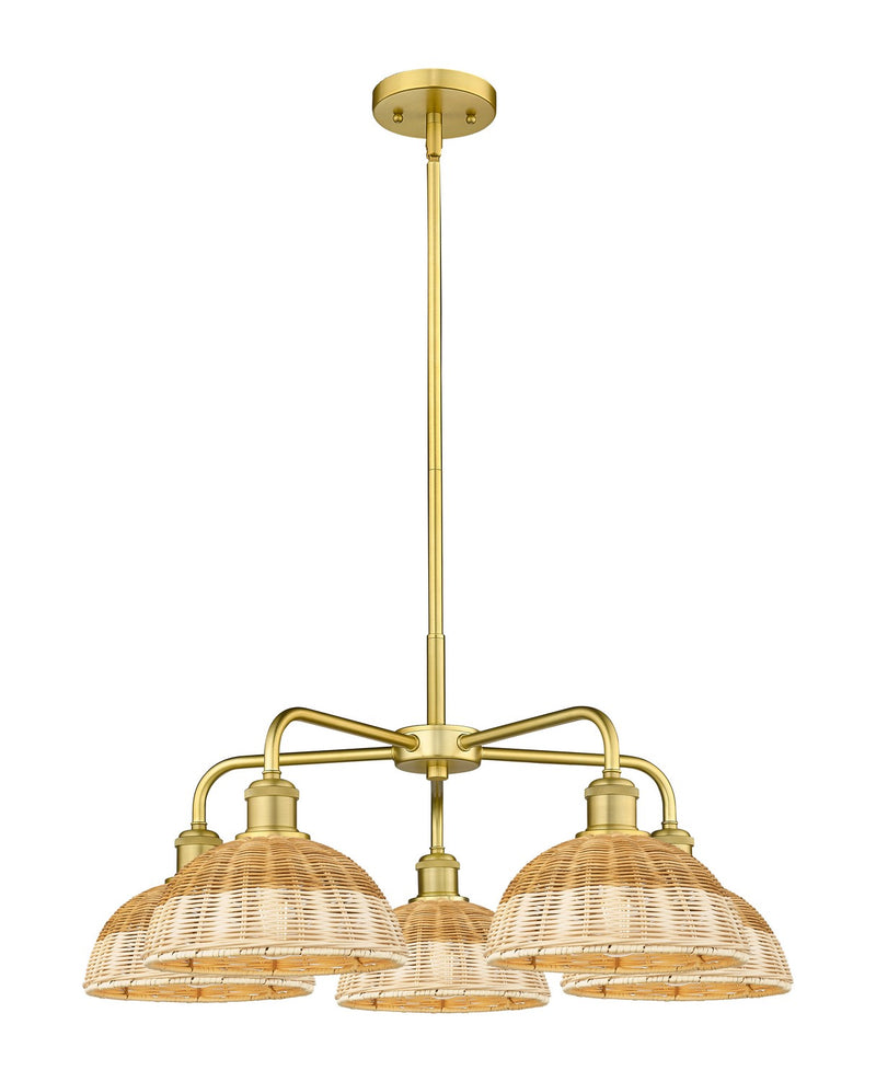 Innovations 516-5CR-SG-NBD2-9-NAT Five Light Chandelier, Satin Gold