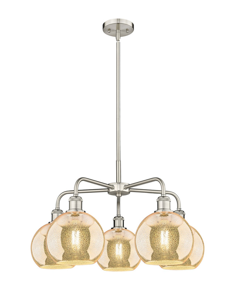 Innovations 516-5CR-SN-G128-8 Five Light Chandelier, Satin Nickel