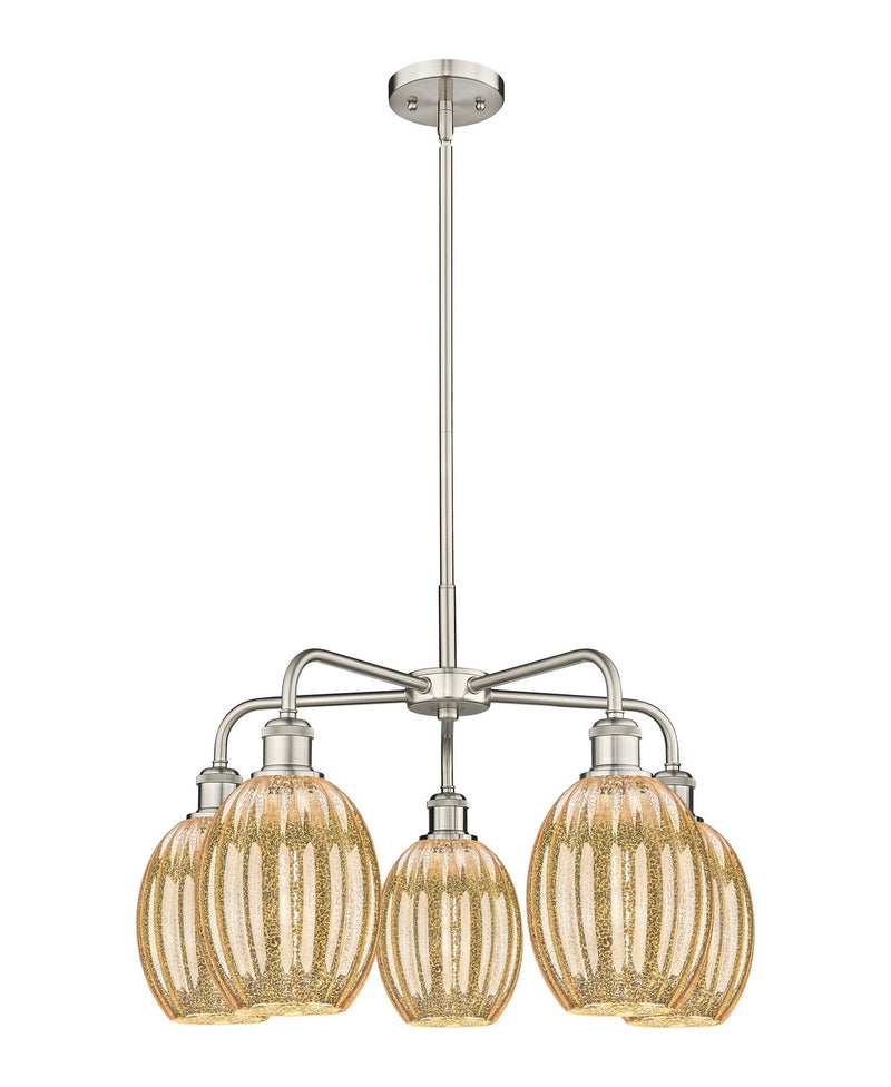 Innovations 516-5CR-SN-G459-6ME Five Light Chandelier, Satin Nickel