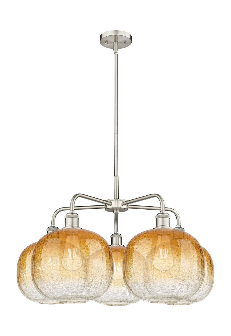 Innovations 516-5CR-SN-G481-10AM Five Light Chandelier, Satin Nickel