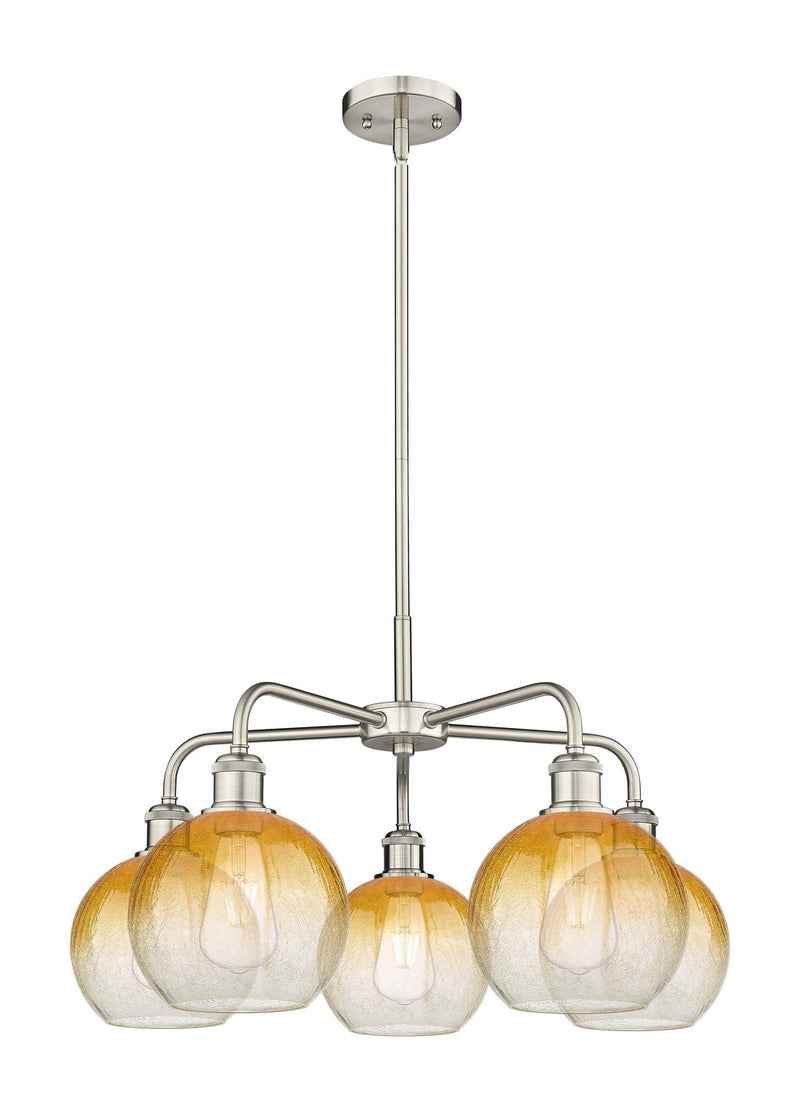 Innovations 516-5CR-SN-G483-8AM Five Light Chandelier, Satin Nickel