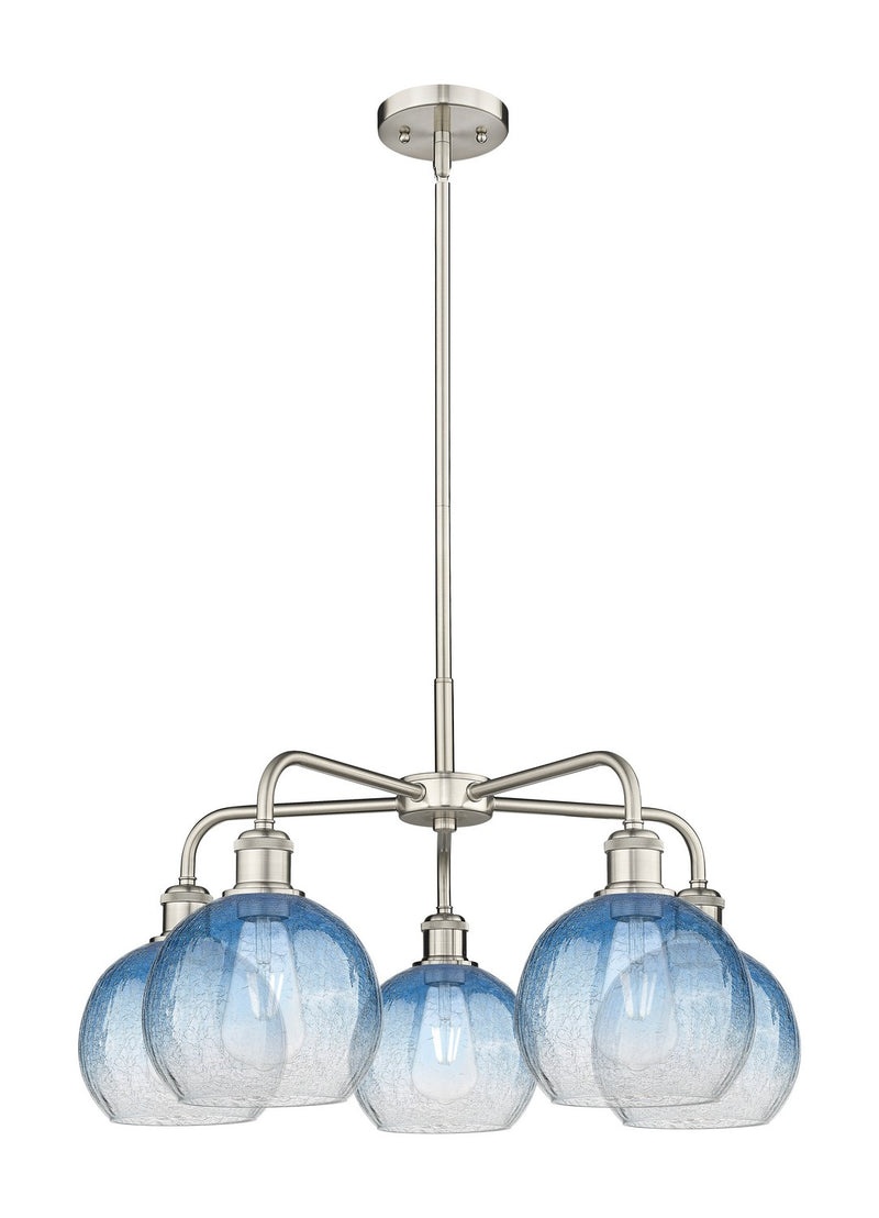 Innovations 516-5CR-SN-G483-8SB Five Light Chandelier, Satin Nickel
