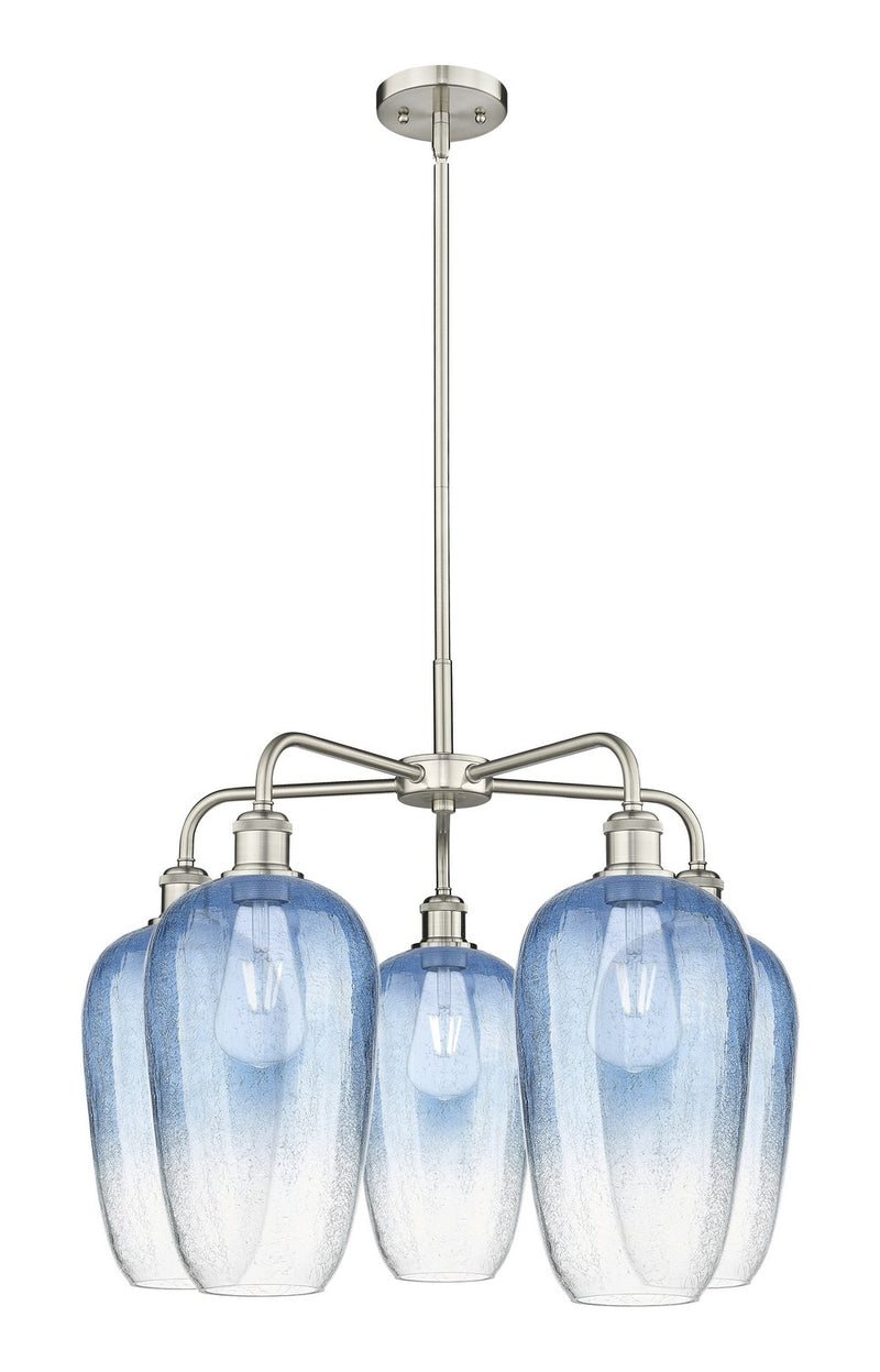 Innovations 516-5CR-SN-G484-7SB Five Light Chandelier, Satin Nickel