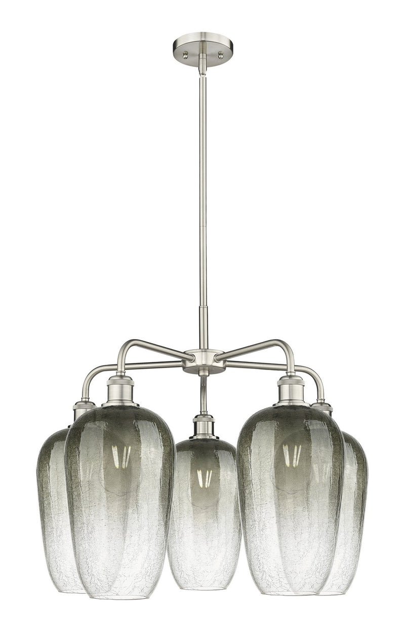 Innovations 516-5CR-SN-G484-7SL Five Light Chandelier, Satin Nickel