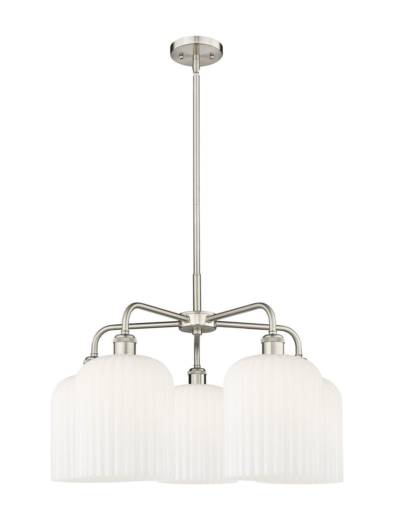 Innovations 516-5CR-SN-G559-8GWH Five Light Chandelier, Satin Nickel