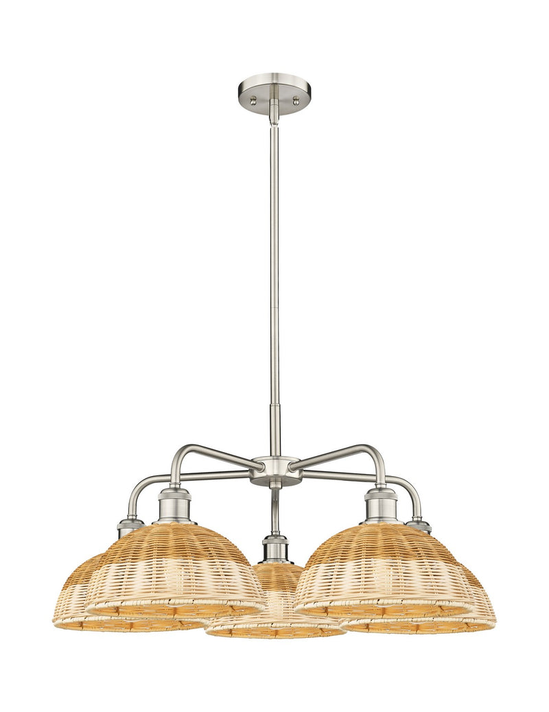 Innovations 516-5CR-SN-NBD2-9-NAT Five Light Chandelier, Satin Nickel