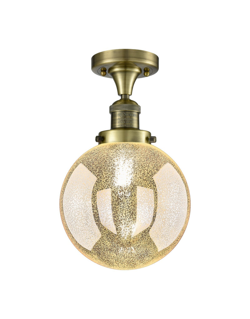 Innovations 517-1CH-AB-G208-8 One Light Semi-Flush Mount, Antique Brass