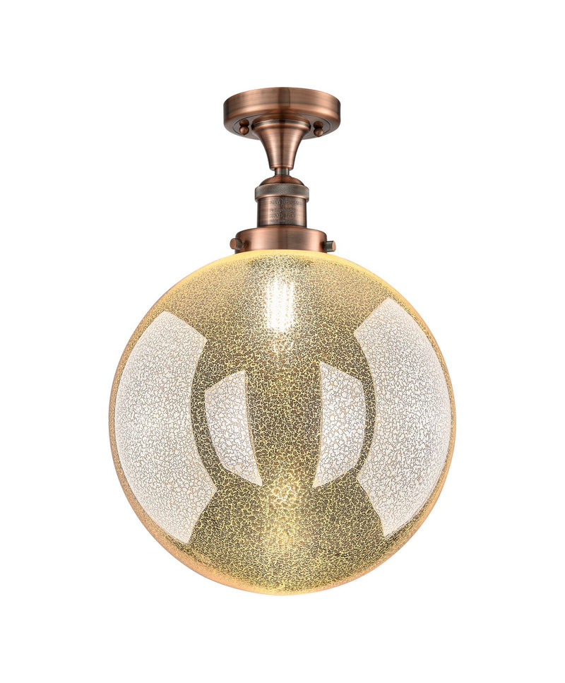 Innovations 517-1CH-AC-G208-12 One Light Semi-Flush Mount, Antique Copper