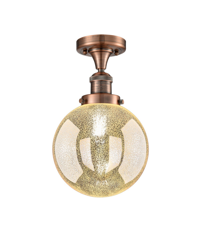 Innovations 517-1CH-AC-G208-8 One Light Semi-Flush Mount, Antique Copper