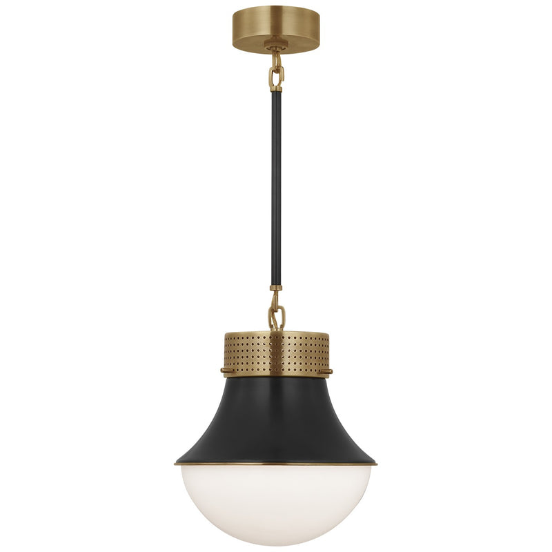 Visual Comfort Signature KW 5221AB/BZ-WG One Light Pendant, Antique-Burnished Brass and Bronze