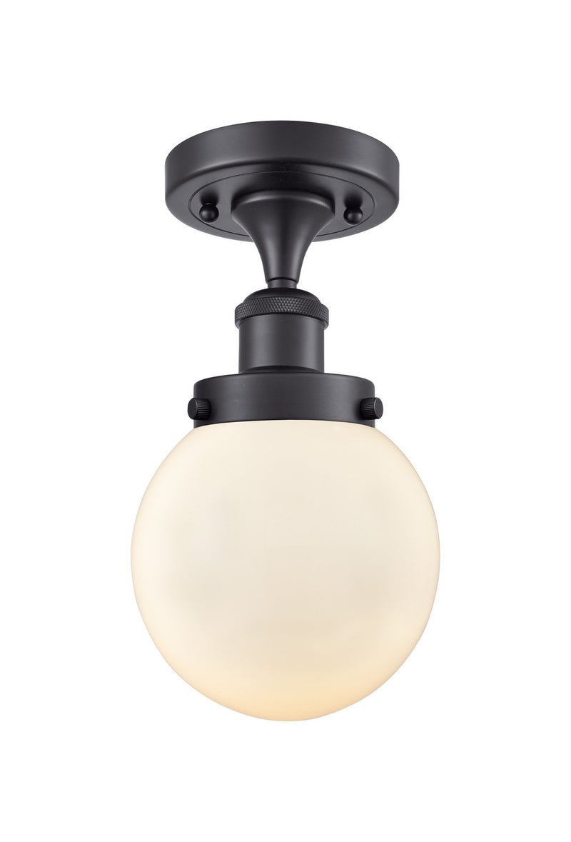 Innovations 616-1F-BK-G201-6 One Light Semi-Flush Mount, Matte Black