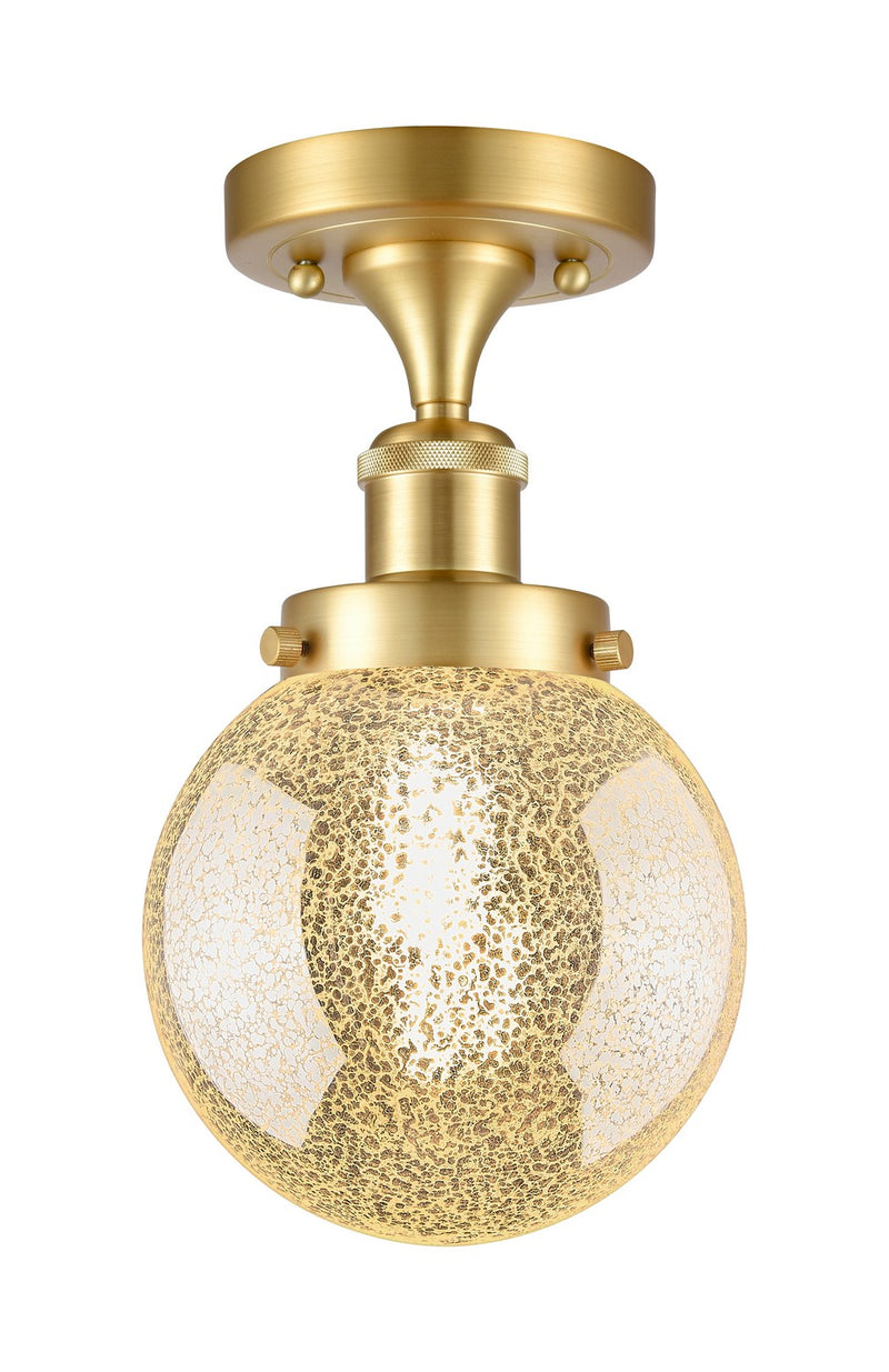 Innovations 616-1F-SG-G208-6 One Light Semi-Flush Mount, Satin Gold
