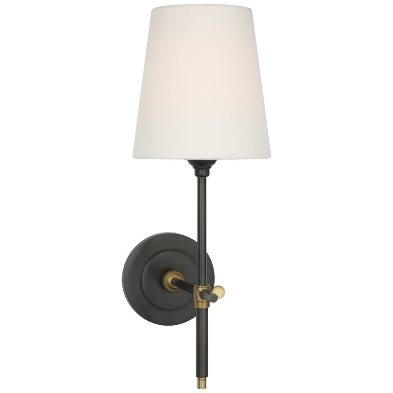 Visual Comfort Signature TOB 2038BZ/HAB-L-CL LED Wall Sconce, Bronze and Hand-Rubbed Antique Brass