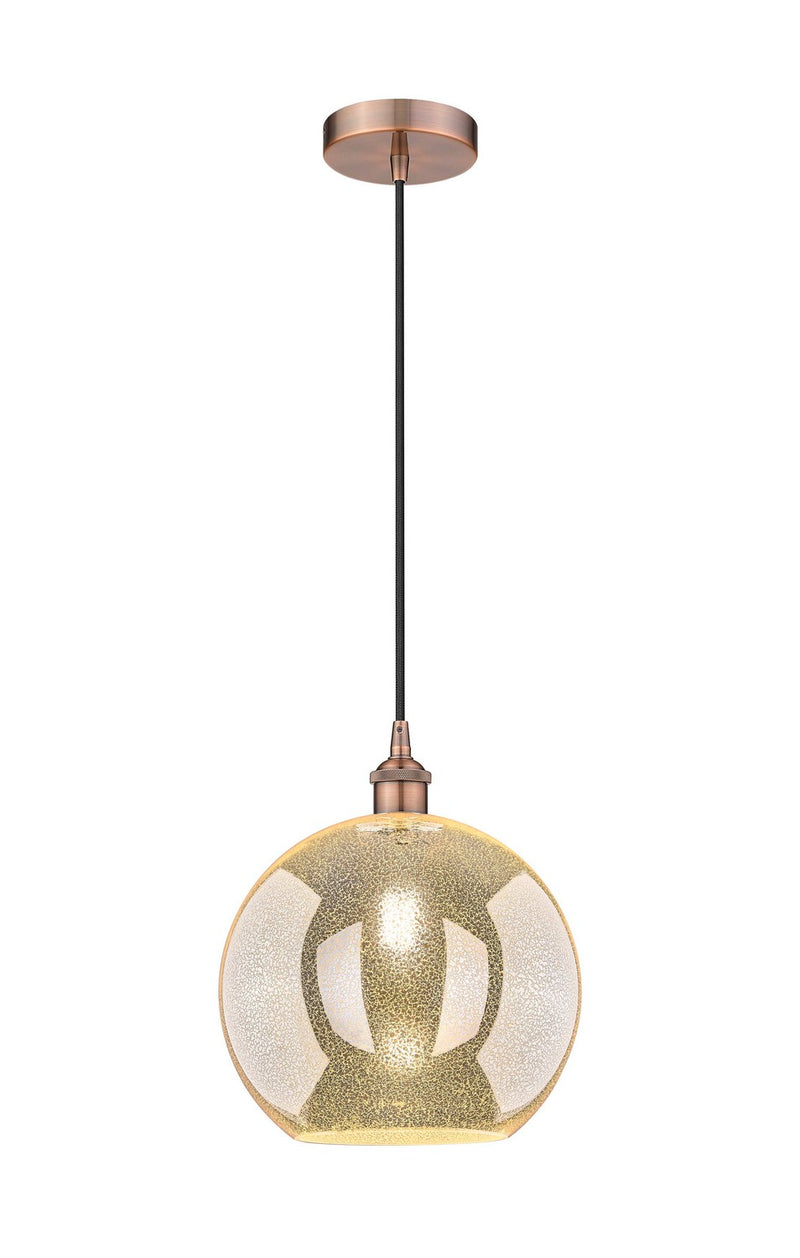 Innovations 616-1P-AC-G128-12 One Light Mini Pendant, Antique Copper