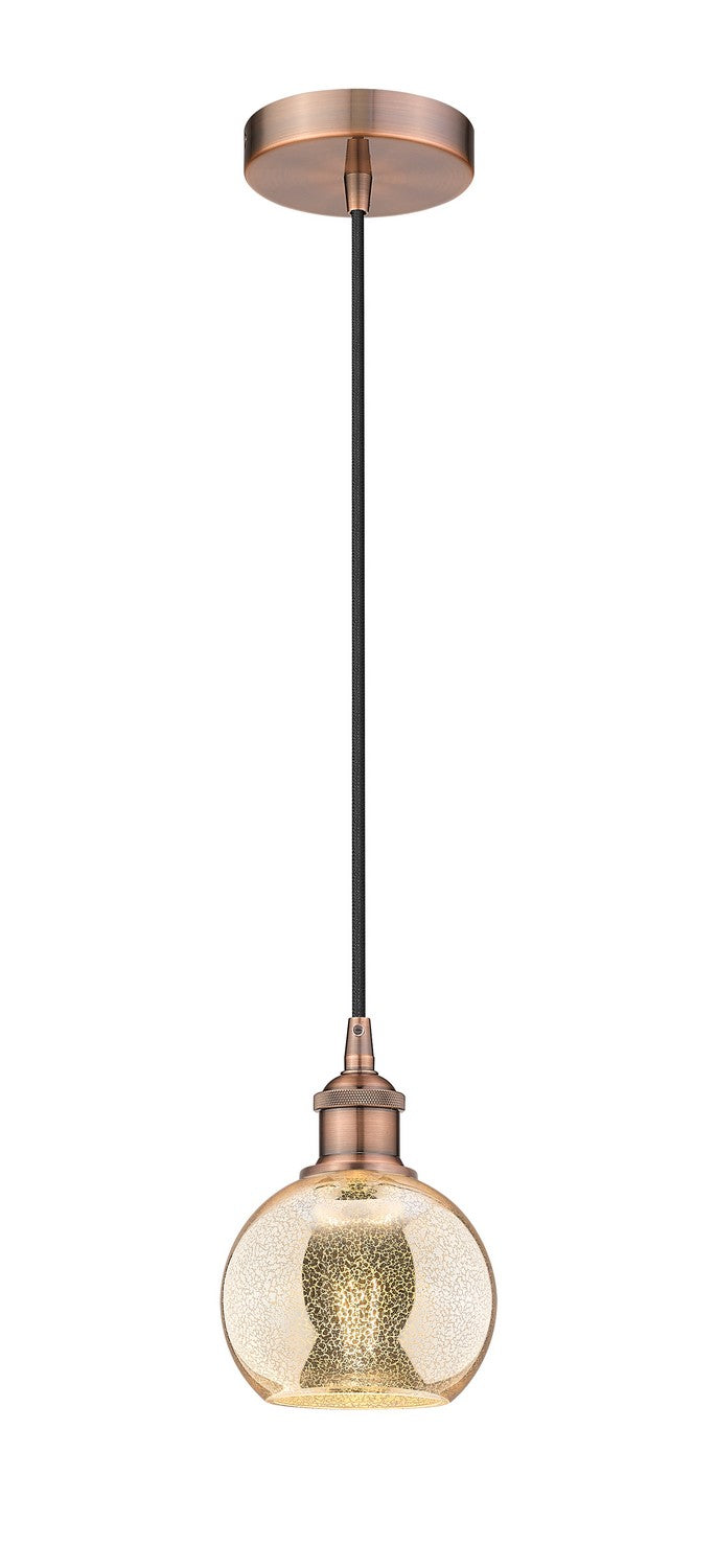 Innovations 616-1P-AC-G128-6 One Light Mini Pendant, Antique Copper