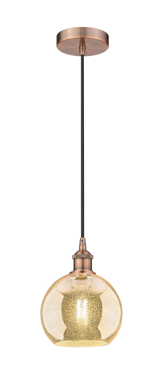 Innovations 616-1P-AC-G128-8 One Light Mini Pendant, Antique Copper