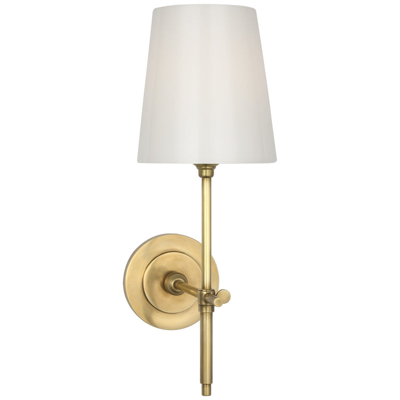 Visual Comfort Signature TOB 2039HAB-WG-CL LED Bath Sconce, Hand-Rubbed Antique Brass