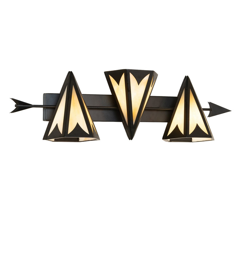 Meyda Tiffany 285423 Three Light Vanity, Black Satin Wrought Iron