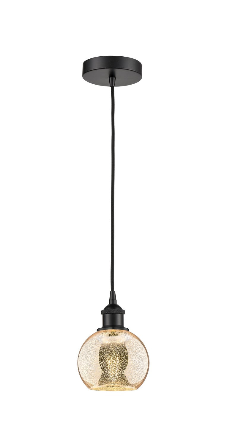 Innovations 616-1P-BK-G128-6 One Light Mini Pendant, Matte Black
